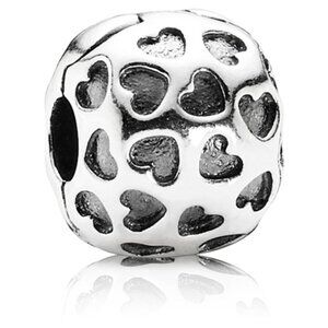 PANDORA Showered with Love Clip Authentic Silver Charm Scattered Hearts RARE